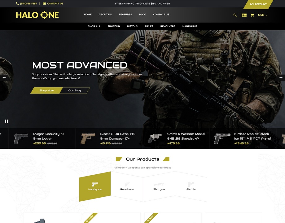 Halo One theme for BigCommerce, homepage preview