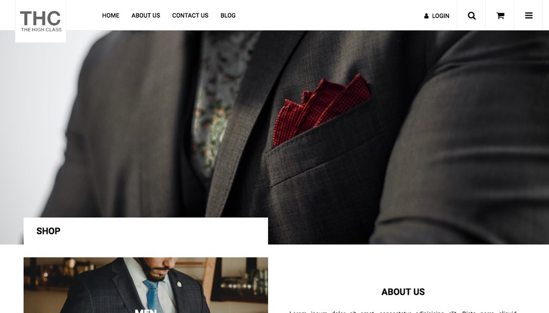 HighClass theme for Shift4Shop, homepage preview